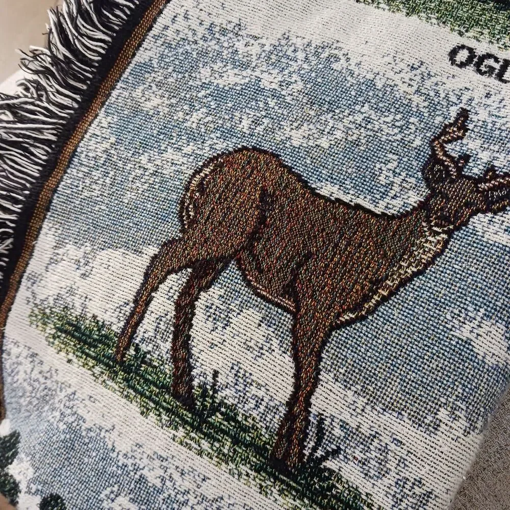 Farmhouse Georgia Historical Throw Blanket 62x48 Cottagecore Deer Scenery Rustic